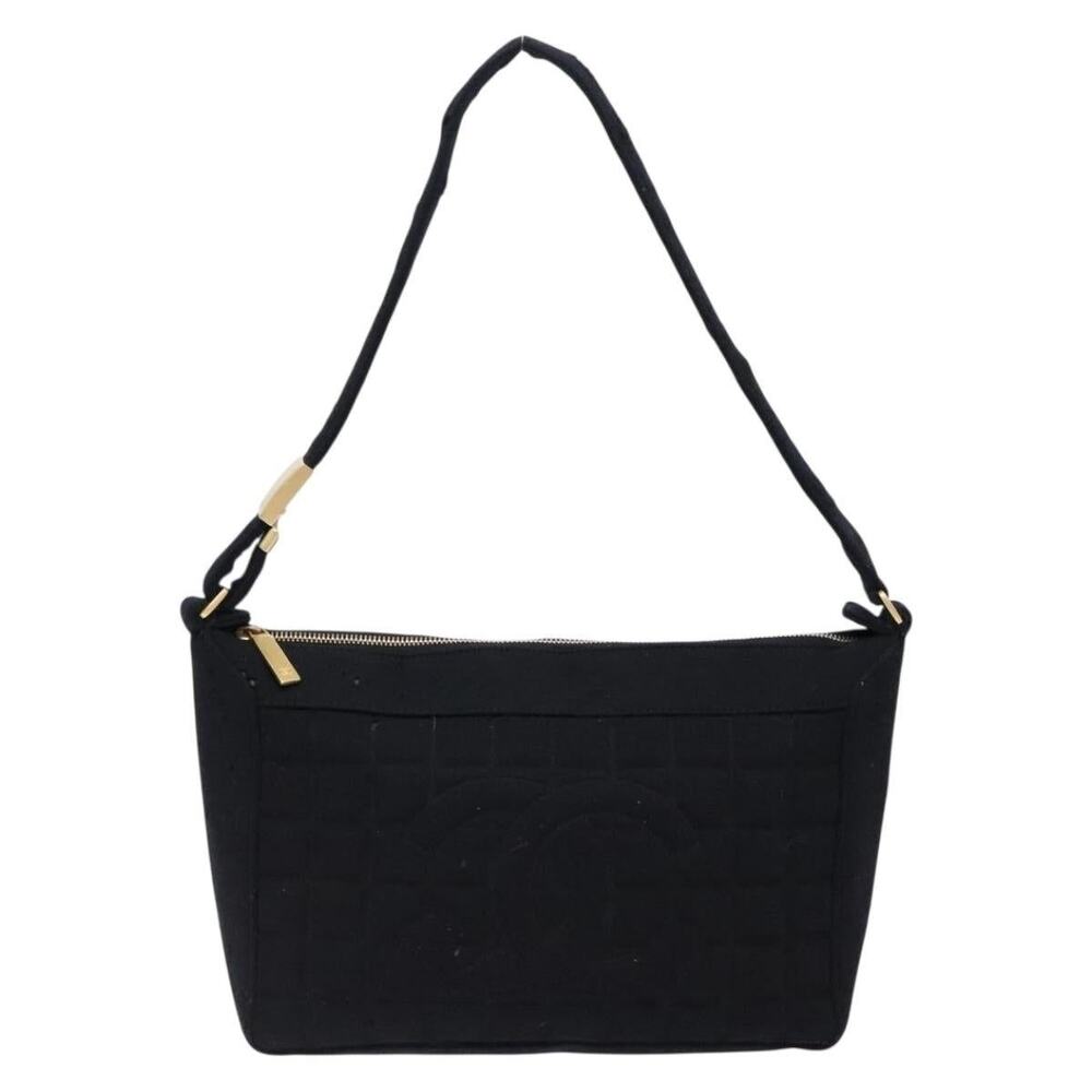 Chanel Cotton Choco Bar Shoulder Bag Black